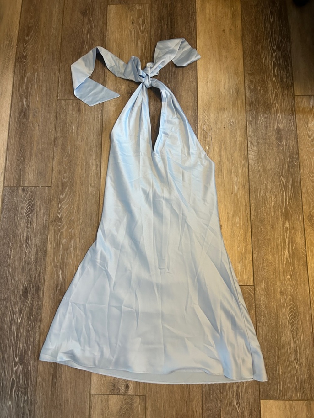 wild fable Light Blue Halter Tie Backless Midi Dress